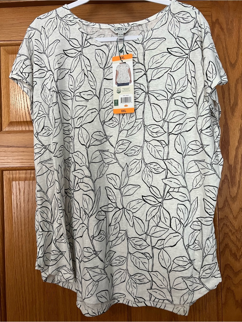 Orvis Gray Tee with Black Leaf Outline Print